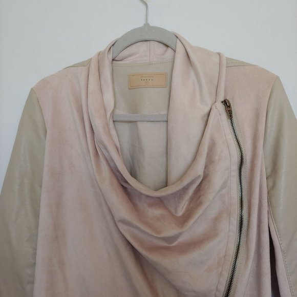 BlankNYC tan faux suede/faux leataher a-symmetrical zip jacket Medium - Picture 8 of 15